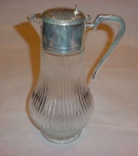 Vintage Glass Silver Plated Top Clairnet Pitcher