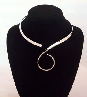 New Shiny Silver S Hook Swirl 5mm Choker Collar Necklace Wire