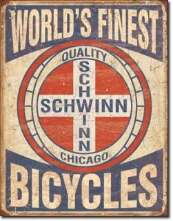 Vintage Retro Tin Sign Worlds Finest Schwinn Bicycles