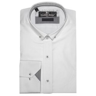 Claudio Lugli White Long Sleeved Shirt with Collar Bar CP5679A