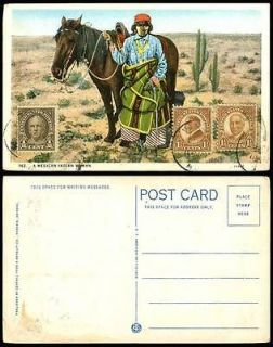 Mexico A Mexican Indian Woman & Horse, Costumes, Ethnic Life Cactus 