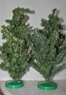 artificial christmas trees 12 green plastic base vintage holiday 