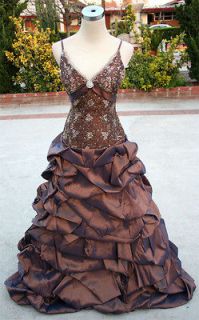 NWT ALYCE DESIGNS $450 Brown Womens Prom Evening Gown 8