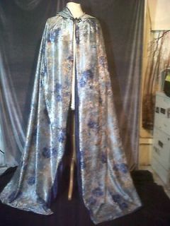 Blue Rose print Fairy Godmother Velvet Cloak Renaissance