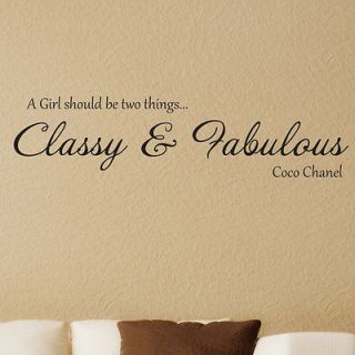 Coco Chanel Classy Fabulous Wall Sticker Quote   Bedroom Lounge Wall 
