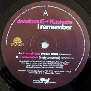 deadmau5 + Kaskade   I Remember Mau5trap Recordings mau5008 12 BRAND 