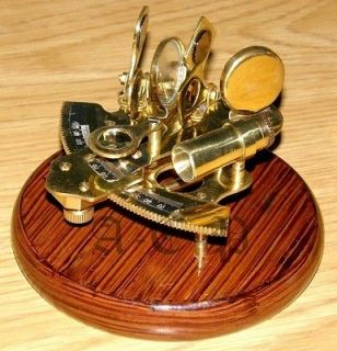   BRASS SEXTANT   NAUTICAL SEXTANT W/WOOD BASE  COLLECTIBLE PROP GIFT