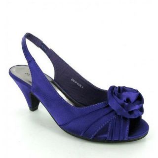Comfort Plus ENYA Wide Fitting Slingback Satin Shoes Purple Wedding 