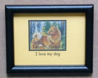 Finnish spitz on collectible postage stamp   Gift with dogs