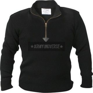 Black Military 1/4 Zip Up Tactical Commando Sweater