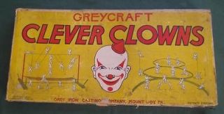 1936 GREYCRAFT CLEVER CLOWNS GREY IRON CASTING CO TOY LEAD CIRCUS 