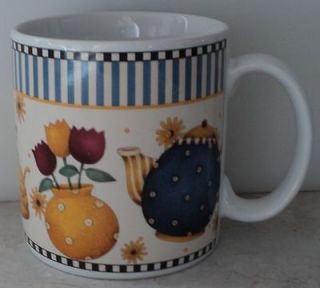   MUG DEBBIE MUMM Sakura Teapot Flowers Honey Yellow Blue Coffee Cup Mug