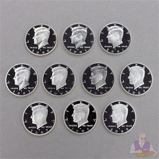   Kennedy Half Dollar 90% Silver Gem Deep Cameo Proof Run 10 Coin Set