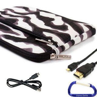   Cover Case and USB HDMI Cable Bundle for Fuhu Nabi 2 Tablet   Zebra