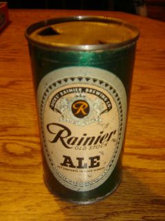 Rare Version Sicks Rainier Old Stock Ale Seattle Empty Flat Top Beer 