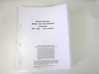 Commodore Computer 1701 1702 monitor Service Manual
