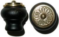 Eastlake Knob   Wood & Brass & Brass Overlay BW0381