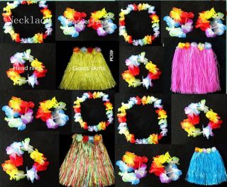 Grass Skirt Flower Hawaiian Fancy Dress Dancing 4Color (pick color)