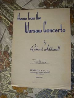   SHEET MUSIC THEME FROM THE WARSAW CONCERTO BY RICHARD ADDINSELL