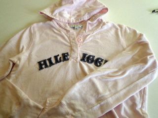   TOMMY HILFIGER womens hoodie pink cotton M HILFIGER in felt letters
