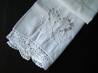   White Hand Crochet embroidered Floral Cotton Coverlet Napkin 14x19