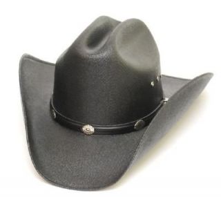  BLACK Cowboy hat Leather Silver conchos hat band One size fit most