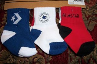 Converse All Star Baby Boy Infant Toddler 6 Pair Pack Socks Size 12 24 
