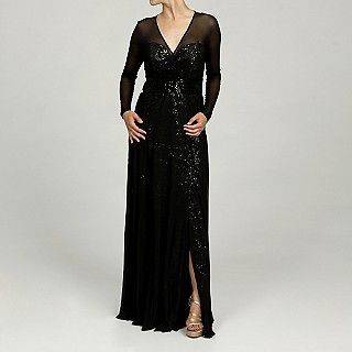   Tiel Womens Squined Long Sleeve Evening Gown /Color Black /Size 6