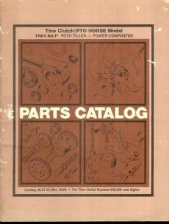   PTO Roto Horse Tine Clutch Tiller Power Composter Parts Catalog Manual