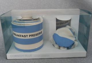   Green Cornishware Breakfast Preserve Pot   Cloverleaf   Cornish Blue