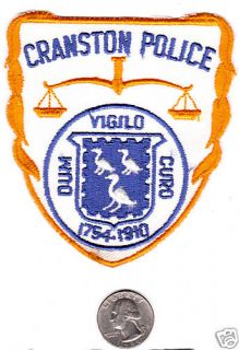 CRANSTON POLICE PATCH STATE RHODE ISLAND RI Crest Cloth Shield Badge