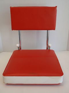   Red White Vinyl Chrome Collapsible Stadium Seat Travel Chair Carry KR