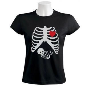 Pregnant Skeleton Women T Shirt Baby funny gothic maternity halloween 