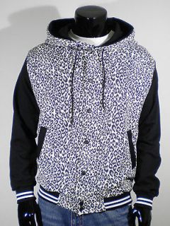 Mens New Varsity Hoodie Leopard Baseball Jacket size M Quality Cotton