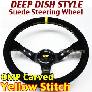   Deep Dish Steering Wheel Corsica Style 14 BLACK (Yellow Stitch) OMP