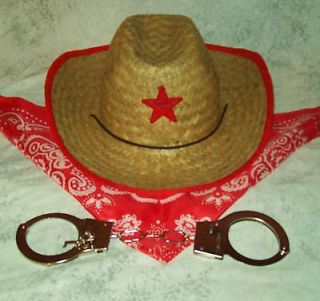 Boys Cowboy Hat & Handcuffs Dress up costume Kids Vintage Photography 