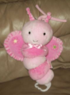   Just One Year 12 Pink Plush Butterfly Baby Musical Crib Lovey Toy
