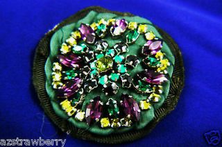   in Italy Jeweled Green Ottoman Purple multi color Crystal Pin Brooch