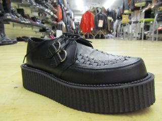 CREEPERS Thick High Sole Retro Brothel Creeper Shoes Black Leather D 