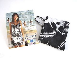 Saress Swimsuit Beach Coverup Black Palm Sarong/Sundres​s/Top/Wrap