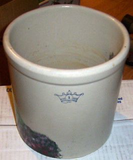 Antique 1 Gallon Pottery Crock   Crown   Good Condition   Roseville 