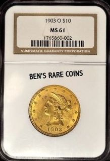 1903 O $10 MS61 GOLD LIBERTY EAGLE 1/2 oz. NGC COIN