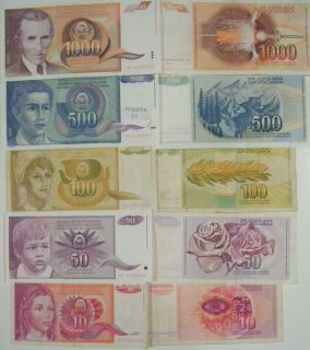   Pcs LOT SET 1990 BANKNOTE DINARA MONEY BILL JUGOSLAVIJA Currency