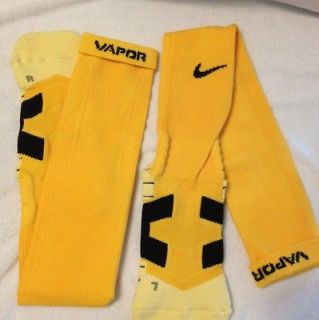New Nike Elite Vapor Football Socks Yellow w/ Black Stripe Size Large 