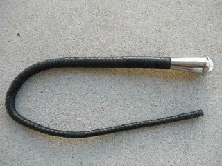 NEW Black Leather BULL WHIP with Metal Handle Horse Training and 
