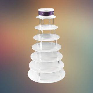 Tier Large White Round Cupcake Stand with Acrylic Risers Wedding 