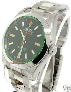 Rolex 116400V Milgauss Mens Steel Watch Green Crystal V