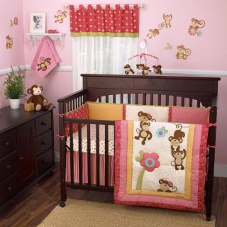 Melanie the Monkey 5 Piece Baby Crib Bedding Set with Bumper