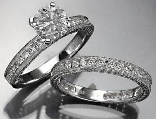   Certified Round Cut Diamond Engagement Ring Bridal Set 14k White Gold