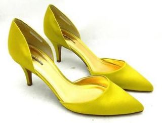 JCrew Valentina Satin Dorsay Pumps 6.5 $228 citron shoes heels